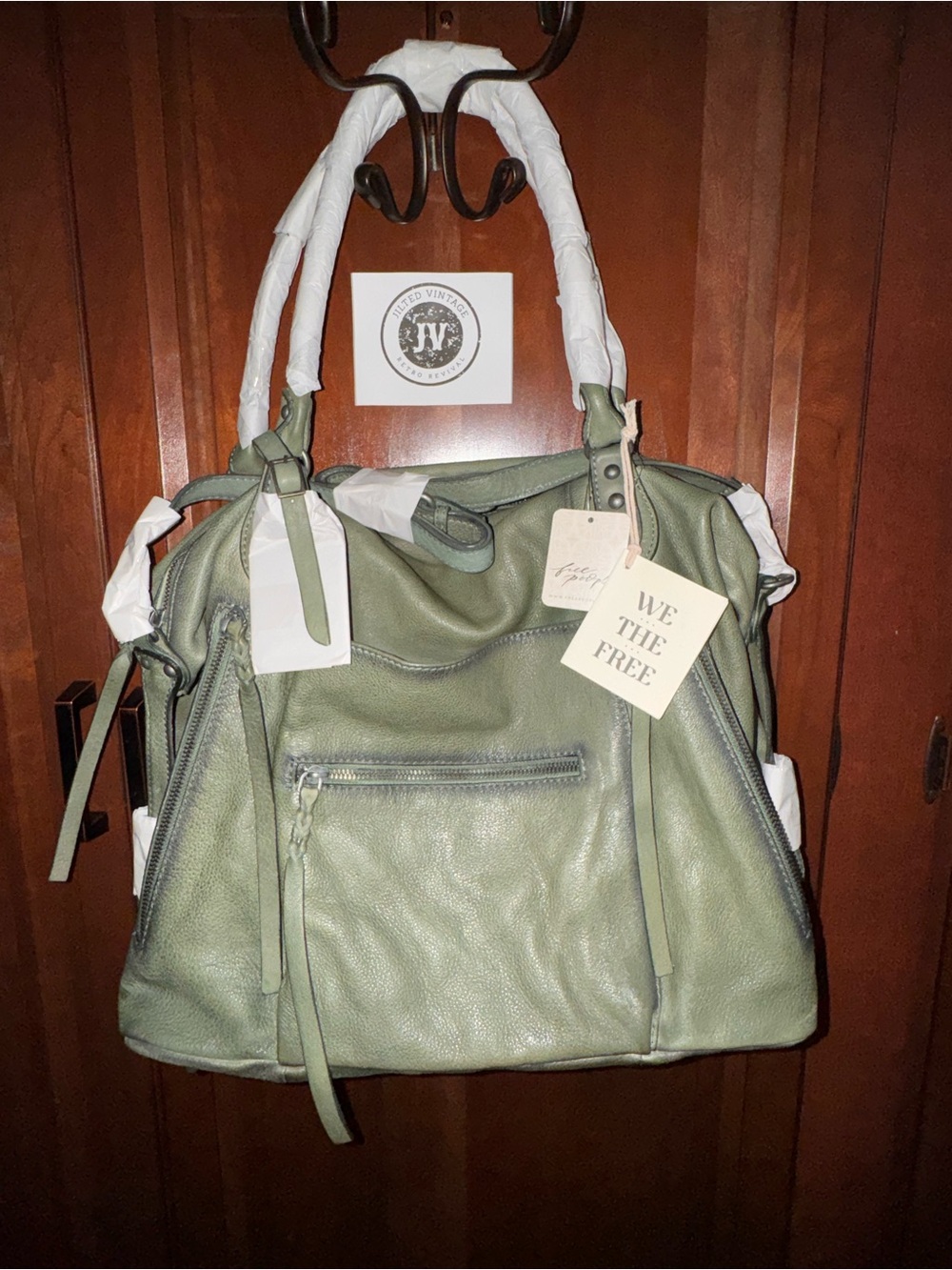 Free People Emerson Tote Leather Crossbody Shoulder Bag Secret Sage NWT